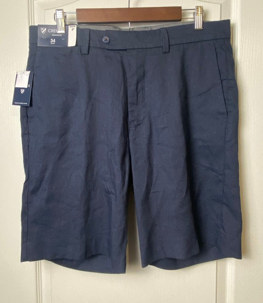 Cremieux Navy Linen Blend 9-inch Casual Shorts Men's Size 34 NWT